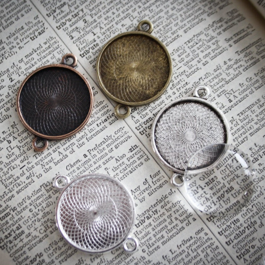 25mm Round Connector Blank Pendant Setting 1 inch - Perfect Pendants Plus