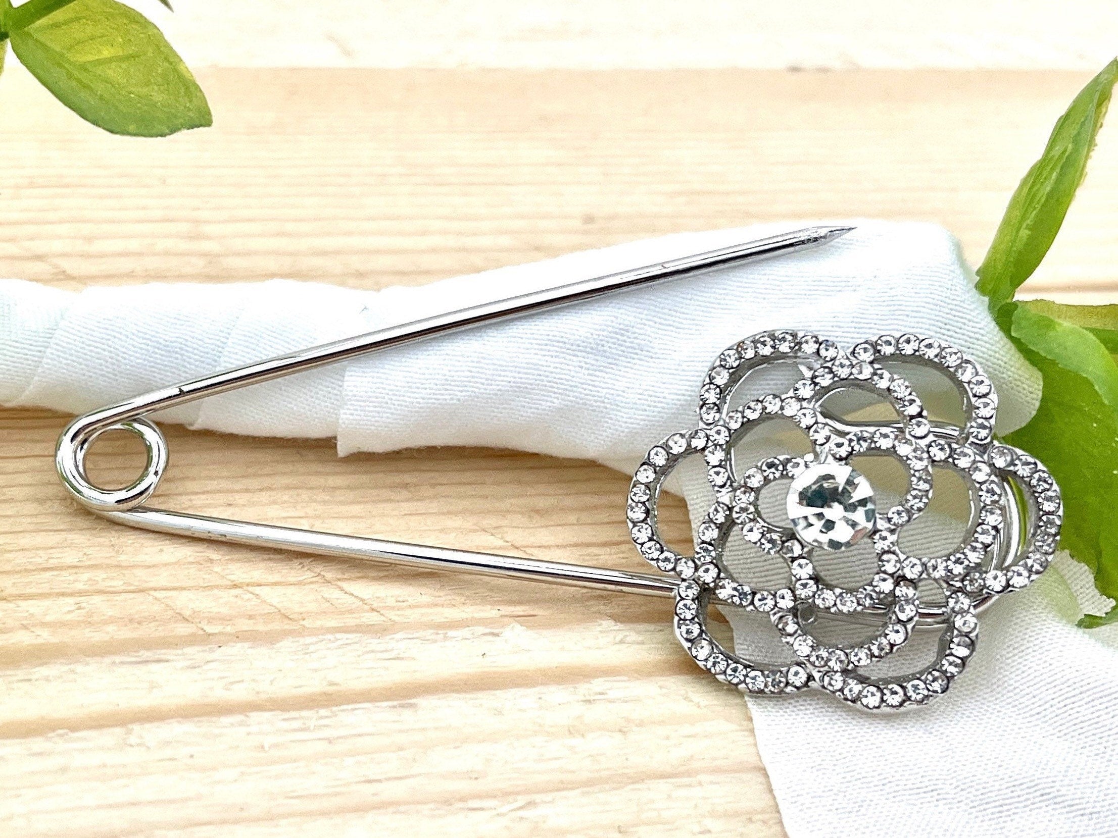 Floral Rustic Pin Rhinestone Pin Floral for Wedding Bouquet – Perfect Pendants Plus
